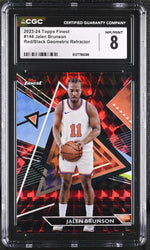 2023 Topps Finest #144 Jalen Brunson Red/Black Geometric Refractor /15 CGC 8