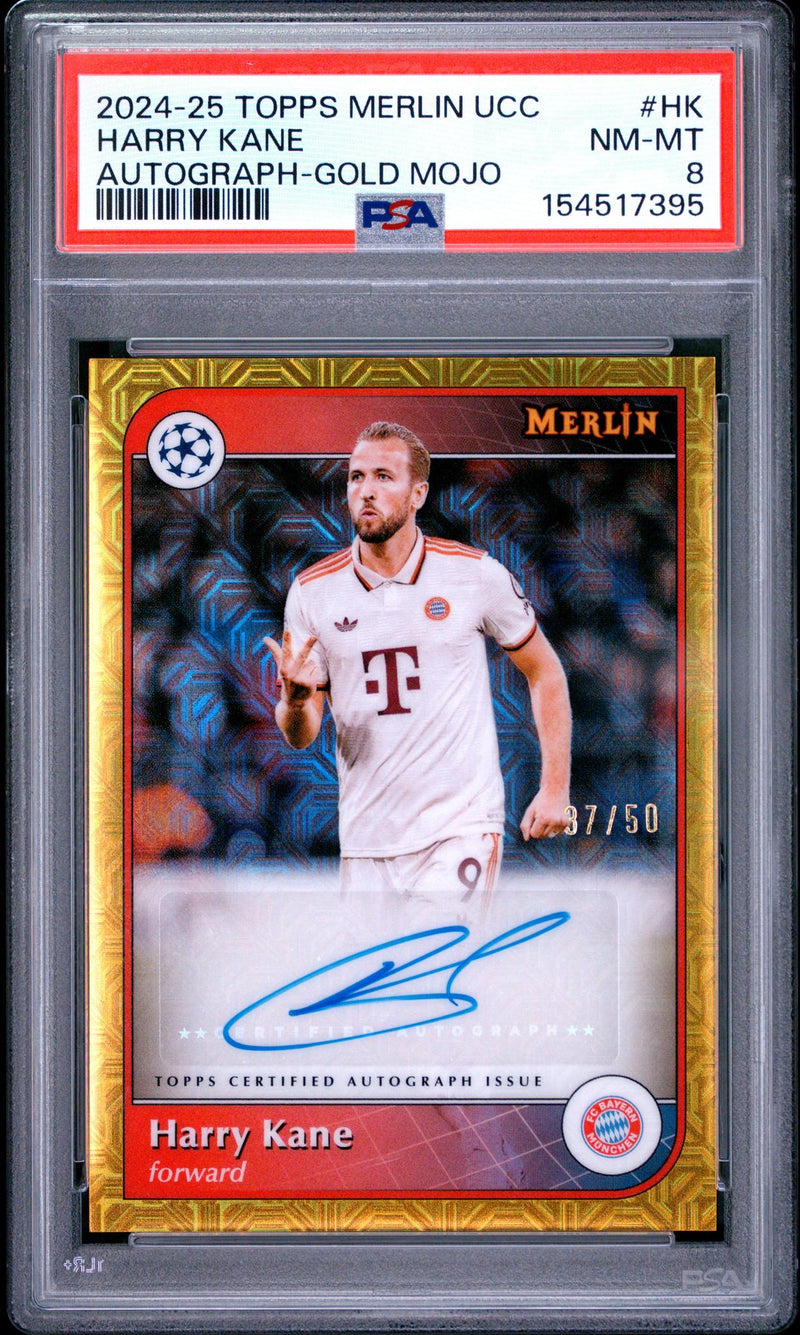 2024 Merlin UEFA Club Competitions Autographs Gold Mojo Harry Kane #AUHK /50 PSA 8