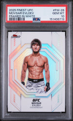 2025 Topps Finest UFC Framed In White Movsar Evloev #FW-28 PSA 10