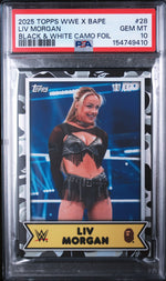 2025 Topps WWE X Bape Black & White Camo Foil Liv Morgan #28 /50 PSA 10