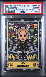 2025 Topps WWE X Bape Baby Milo Avatar Baby Milo Avtr-Blk Camo Fl Liv Morgan #BMA-28 10/10 PSA 10