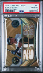 2019 Topps Triple Threads Relics Gold Aaron Judge #AJ /9 PSA 10