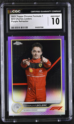 2021 Topps Chrome #25 Charles Leclerc Purple Refractor /399 CGC 10