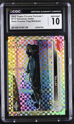 2022 Topps Chrome #113 Sebastian Vettel Gold Checker Flag Refractor /50 CGC 10