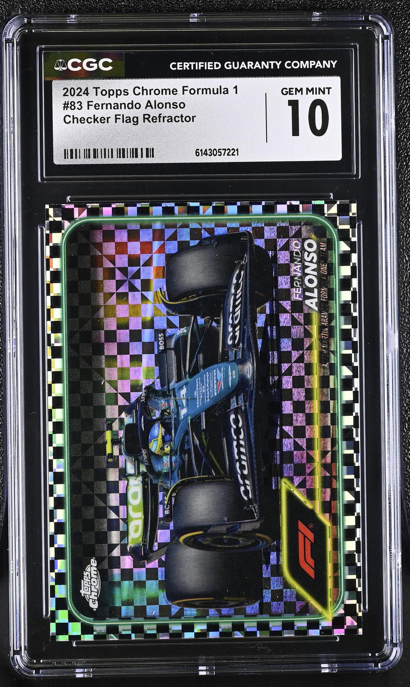 2024 Topps Chrome #83 Fernando Alonso Checker Flag Refractor CGC 10