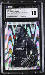 2021 Topps Chrome #40 Lewis Hamilton Black & White RayWave Refractor CGC 10