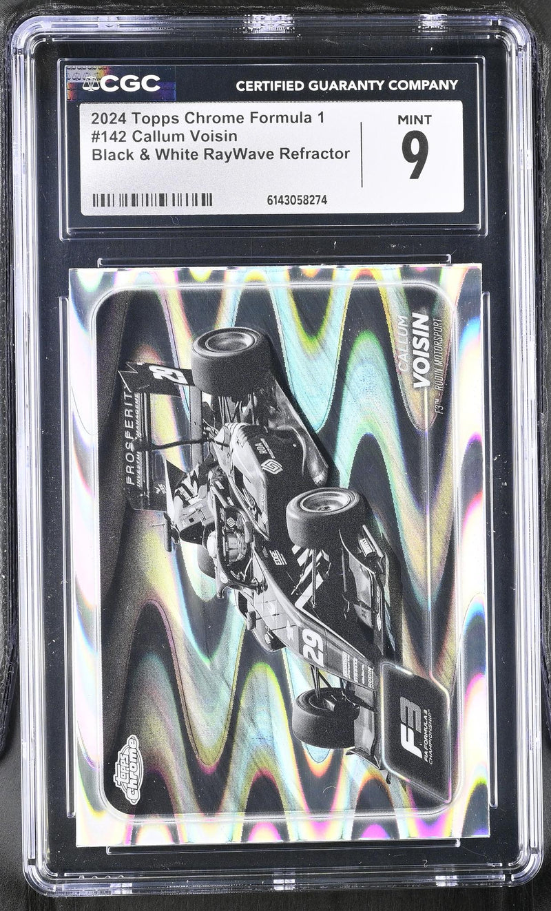 2024 Topps Chrome Formula 1 Callum Voisin #142 Black & White RayWave Refractor CGC 9