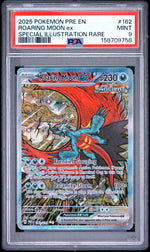2025 Pokemon Scarlet and Violet Prismatic Evolutions Special Illustration Rare Roaring Moon Ex #162 PSA 9