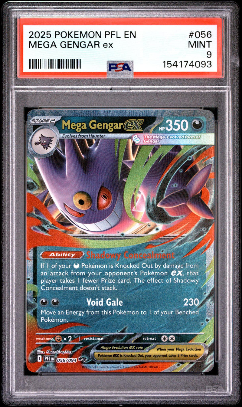 2025 Pokemon Mega Evolution Phantasmal Flames Mega Gengar Ex #056 PSA 9