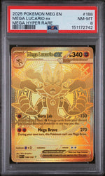 2025 Pokemon Mega Evolution Mega Hyper Rare Mega Lucario Ex #188 PSA 8
