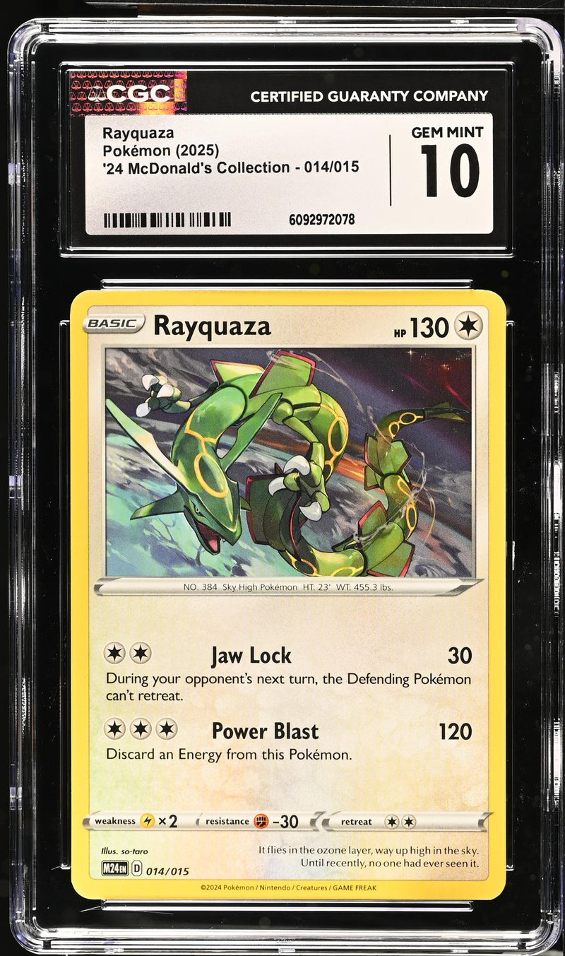 2025 Pokemon #014/015 Rayquaza '24 McDonald's Collection CGC 10