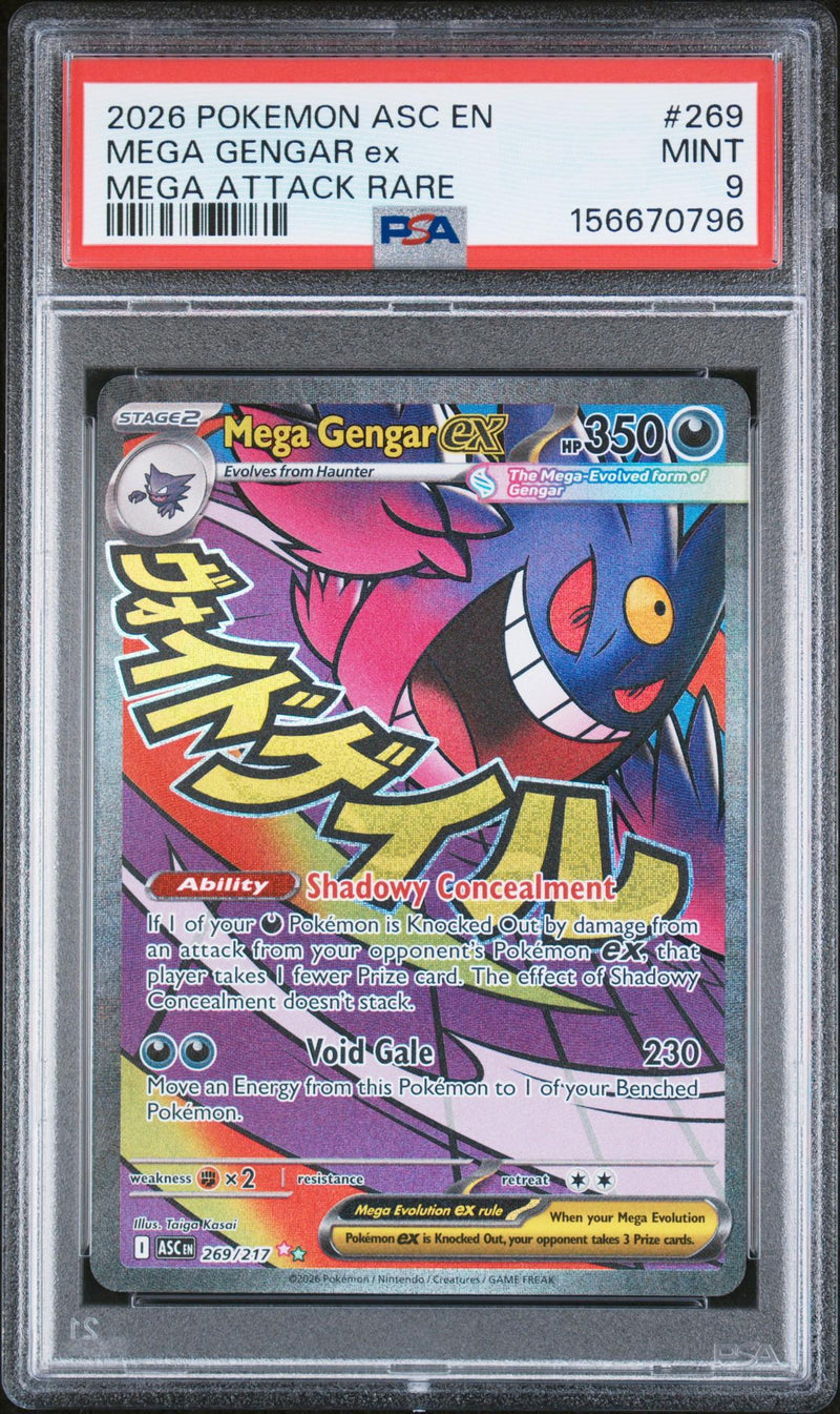2026 Pokemon Mega Evolution Ascended Heroes Mega Attack Rare Mega Gengar Ex #269 PSA 9