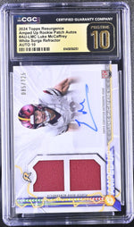 2024 Resurgence # Luke McCaffrey Amped Up Rookie Patch Autos /125 Auto CGC 10