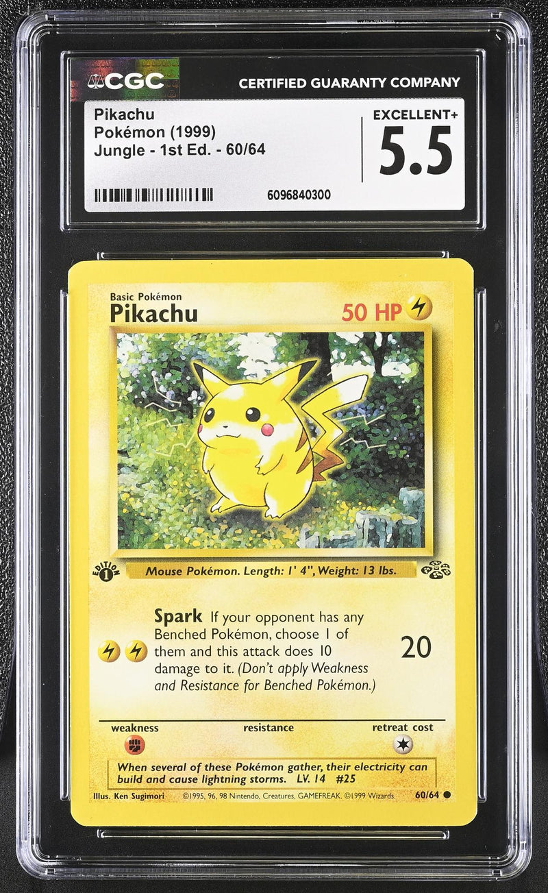 1999 Pokemon #60/64 Pikachu Jungle - 1st Ed. CGC 5.5
