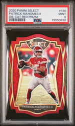 2020 Panini Select Premier Level Red Die Cut Prizm Patrick Mahomes II #130 PSA 9