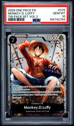 2026 One Piece Promo Tin Pack Set Volume 2 Monkey D. Luffy #P-075 PSA 10