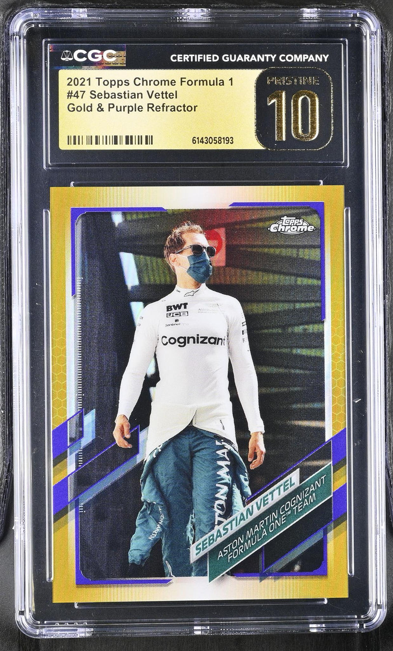 2021 Topps Chrome #47 Sebastian Vettel Gold & Purple Refractor CGC 10