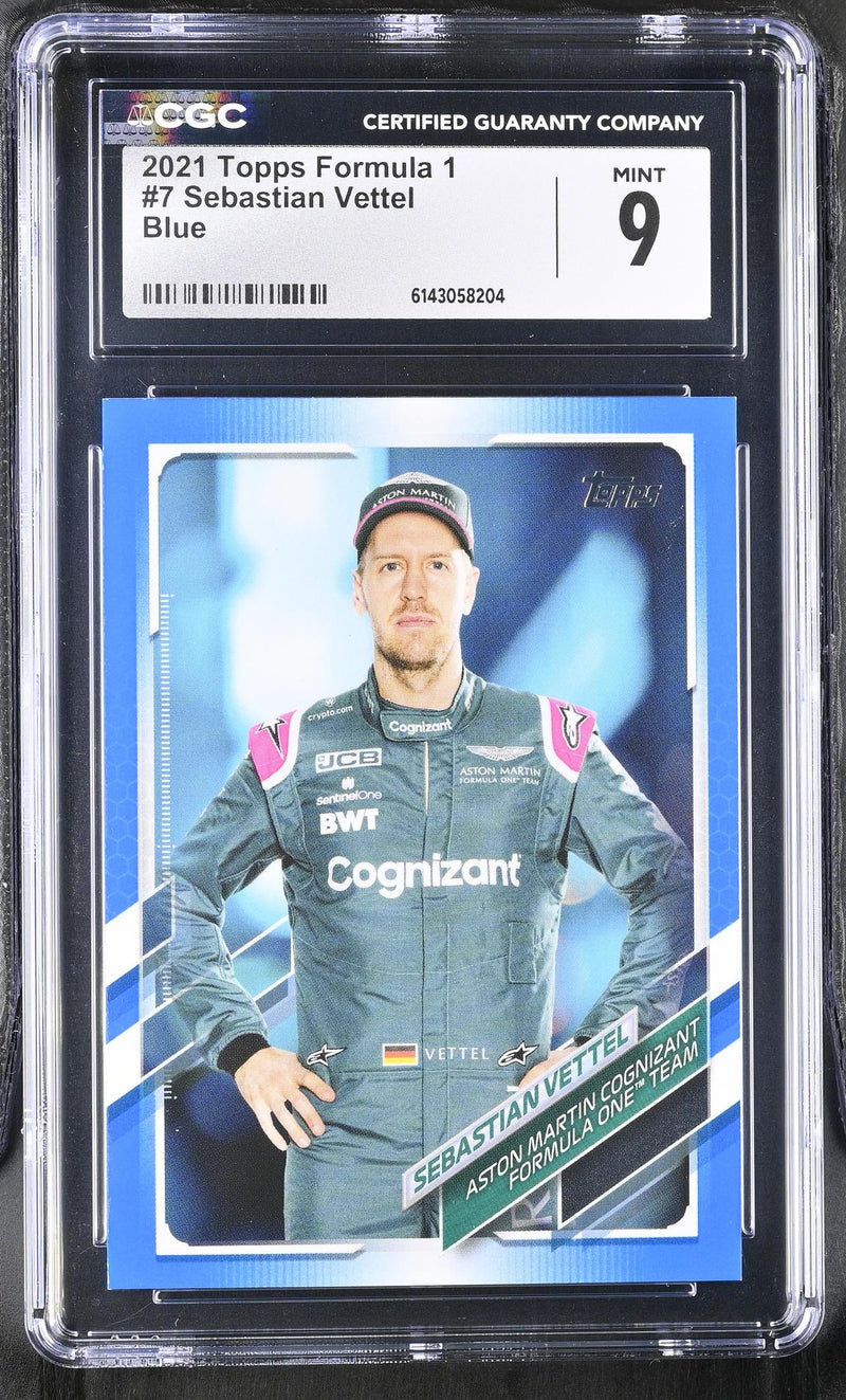 2021 Topps Formula 1 Sebastian Vettel #7 Blue /99 CGC 9