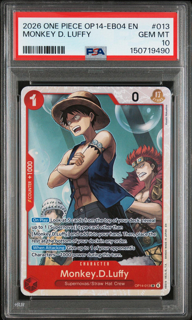 2026 One Piece Card Game Monkey D. Luffy #013 Supernovas/Straw Hat Crew PSA 10