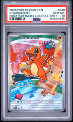2026 Pokemon Black Star Mega Evolution First Partner Illustration Collection 30th Anniversary Series 1 Charmander #038 PSA 10