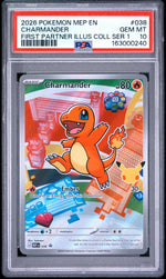 2026 Pokemon Black Star Mega Evolution First Partner Illustration Collection 30th Anniversary Series 1 Charmander #038 PSA 10