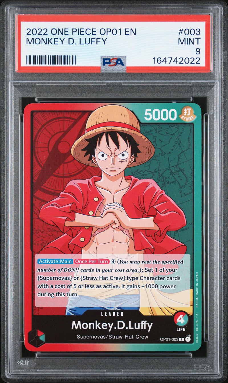 One Piece Card Game Monkey D. Luffy OP01-003 PSA 9