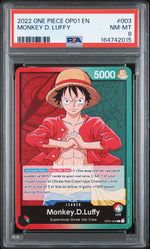 2022 One Piece Romance Dawn Leader Monkey D. Luffy #OP01003 PSA 8