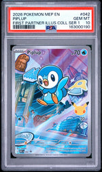 2026 Pokemon Mega Evolution Black Star Promo First Partner Illustration Collection Series 1 Piplup #042 PSA 10