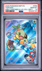 2026 Pokemon Mega Evolution Black Star Promo First Partner Illustration Collection Turtwig #040 PSA 10