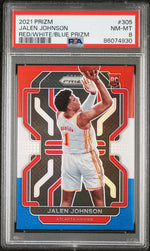 2021 Panini Prizm Red/White/Blue Prizm Jalen Johnson #305 PSA 8