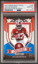 2021 Panini Prizm Draft Picks Red White and Blue Prizm Jaylen Waddle #169 PSA 10