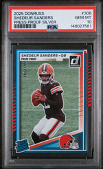 2025 Panini Donruss Press Proofs Silver Shedeur Sanders #306 /199 PSA 10