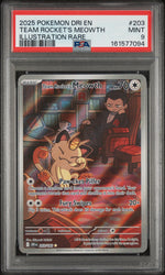 2025 Pokemon Scarlet and Violet Destined Rivals Illustration Rare Team Rocket's Meowth #203 PSA 9