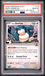 2025 Pokemon Journey Together Play! Pokemon Prize Pack S8 Holo Hop's Snorlax #117 PSA 10
