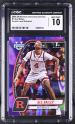 2024 Bowman University Chrome #1 Ace Bailey Purple Lava Refractor CGC 10