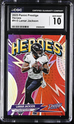 2023 Prestige #H-5 Lamar Jackson Heroes CGC 10