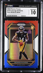 2022 Prizm #329 George Pickens Red White & Blue CGC 10