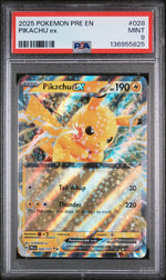 2025 Pokemon Prismatic Evolutions Pikachu Ex #28 PSA 9