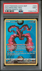 2023 Pokemon Sword and Shield Black Star Promo Crown Zenith Tin Galarian Moltres #284 PSA 9