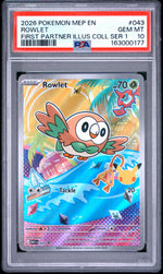 2026 Pokemon Black Star Promo Mega Evolution First Partner Illustration Collection Series 1 Rowlet #043 PSA 10
