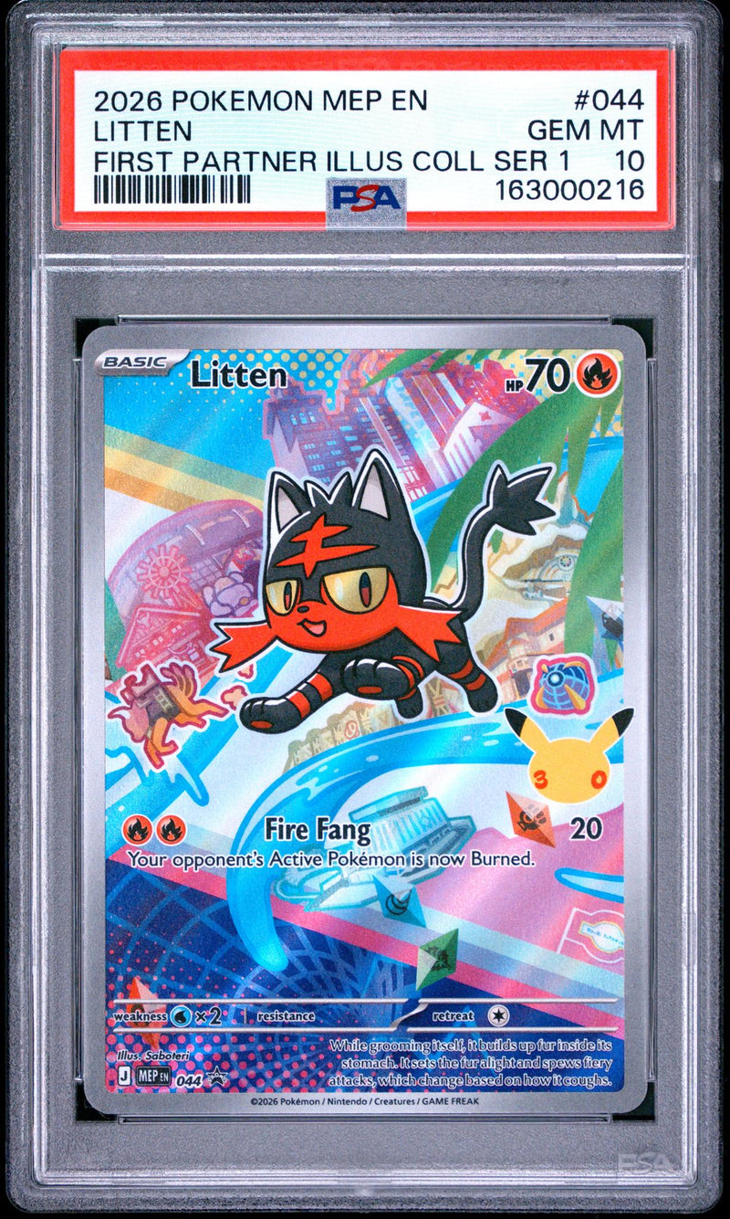 Pokémon First Partner Illus Coll Ser 1 Litten #044 PSA 10