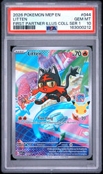 2026 Pokemon Mega Evolution Black Star Promo First Partner Illustration Collection Series 1 Litten #044 PSA 10
