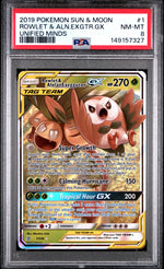 2019 Pokemon Sun and Moon Unified Minds Alolan Exeggutor Gx/Rowlet #1 PSA 8