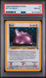 1999 Pokemon Fossil Holo Ditto #3 PSA 8