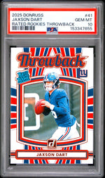 2025 Donruss Rated Rookie Throwback Jaxson Dart #41 PSA 10