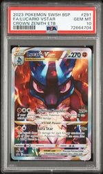 2023 Pokemon Sword and Shield Black Star Promo Crown Zenith Elite Trainer Box Lucario Vstar #291 PSA 10
