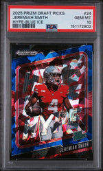 2025 Panini Prizm Draft Picks Hype Blue Ice Jeremiah Smith #24 /149 PSA 10