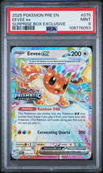 2025 Pokemon Scarlet and Violet Prismatic Evolutions Surprise Box Exclusive Eevee Ex #075 PSA 9
