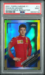 2021 Topps Chrome Formula 1 Gold Purple Refractor Charles Leclerc #11 PSA 9