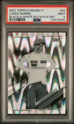 2021 Topps Chrome Formula 1 Black & White Raywave Refractor Lando Norris #52 PSA 9
